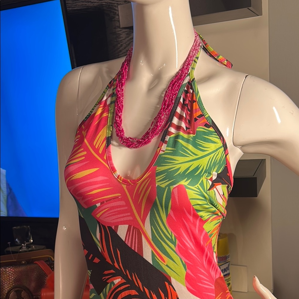 Tropical Print Halter Jumpsuit - Picture 7 of 10